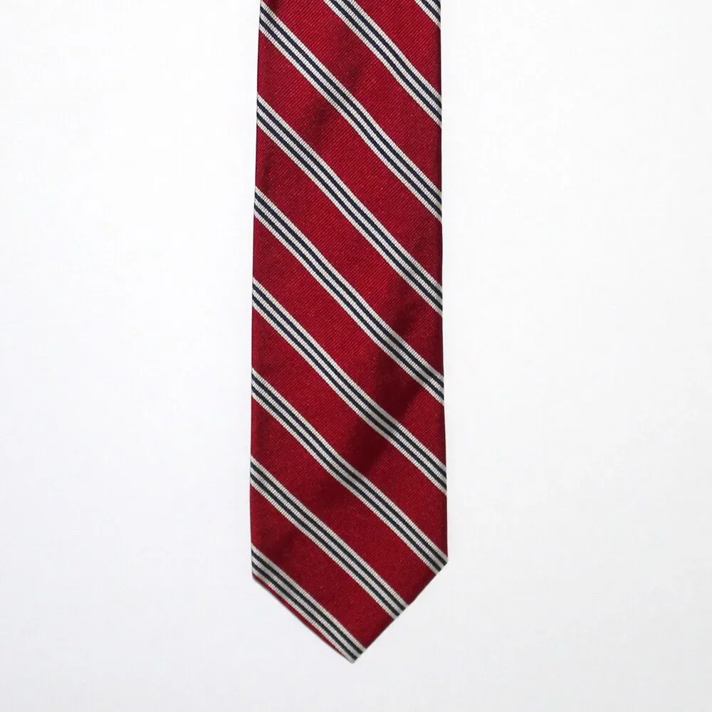 Brooks Brothers 346 Necktie Burgundy Red stripes Pure Silk Italy